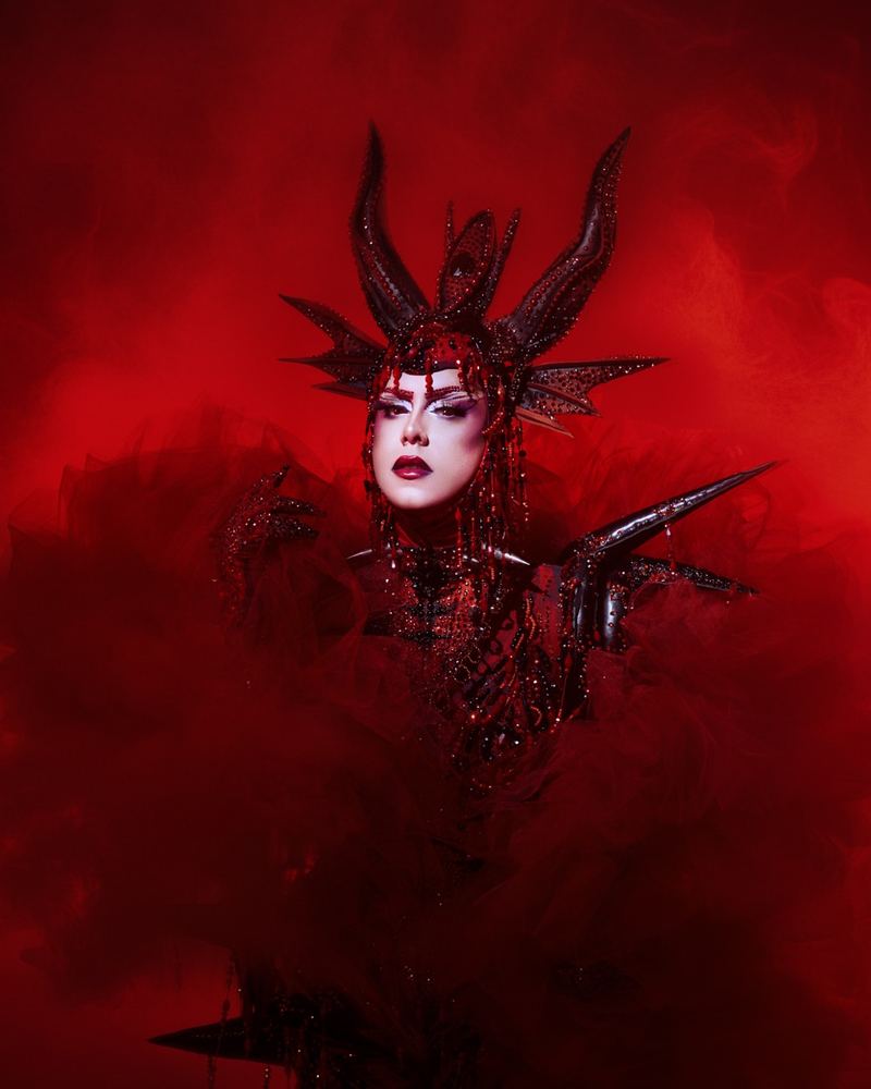 Georgina as Diaba, a crimson horned demon queen